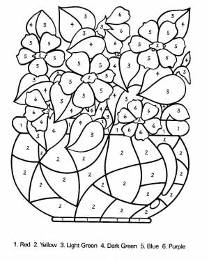 Раскраски Раскраска Раскрась вазу с цветами по номерам раскраски по номерам