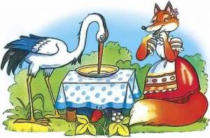 Журавль и лисица рисунок
