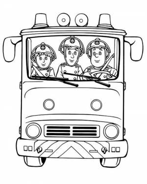 Раскраска Сэм и его команда едут на пожарной машине
