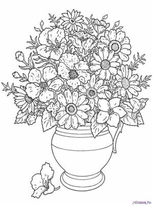 Раскраска Цветы в вазе 3