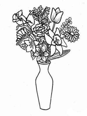 Раскраски цветы в вазе