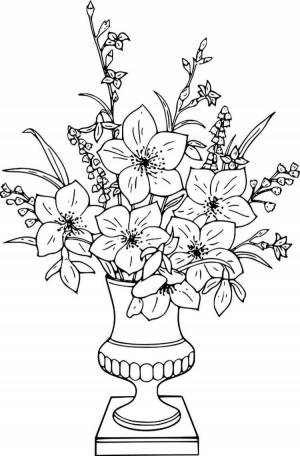 Раскраски Цветы в вазе красивые крупные