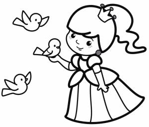 Раскраска Принцесса и птички