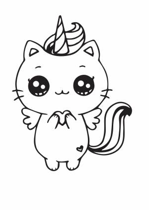 Раскраска котенок единорожка