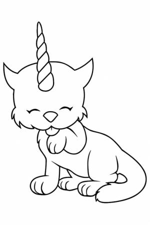 Раскраска для девочек Единорог котенок