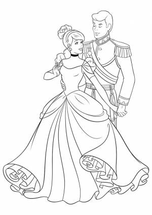 Раскраска Золушка танцует с принцем всегда доступна на нашем сайте для вашего малы…