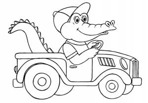 Раскраски маши, Раскраска детские автомоб крокодил едет на машине Автомобиль