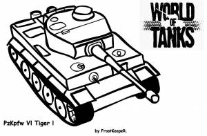 Раскраска танка World of Tanks Тигр онлайн