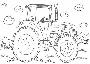 Раскраски трактор, Раскраска Трактор в поле транспорт