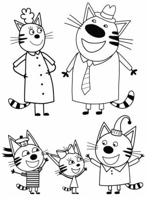 Раскраска Три Кота  , разукрашки Три Кота для детей  в формате