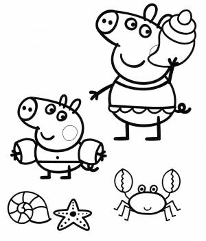 Раскраска Свинка Пеппа и ее братик Джордж
