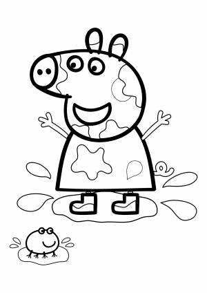 Раскраска «Свинка Пеппа и лягушка»