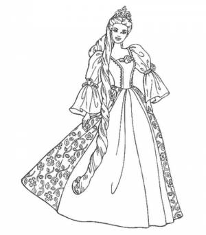 Барби принцесса барби принцесса платье корона прическа Раскраски цветы онлайн  и