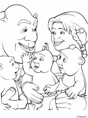 Раскраска Шрек и его семья