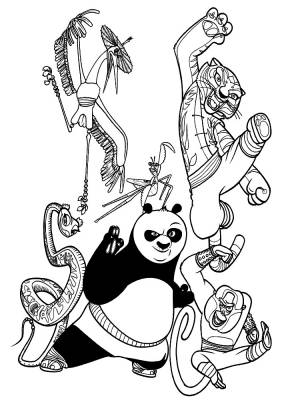 Скачать    черно-белые картинки Кунг-фу Панда для девочек