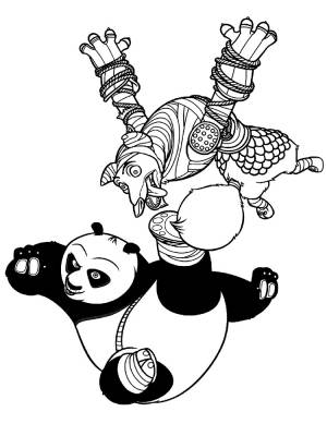 Черно-белые картинки для раскрашивания Кунг-фу Панда