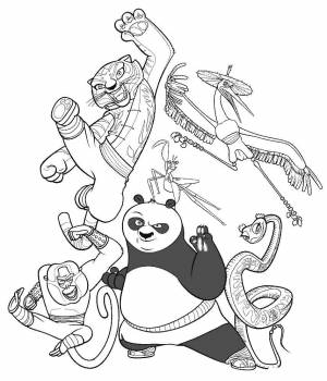 Раскраски Раскраска Кунг фу панда и воины дракона кунг фу панда