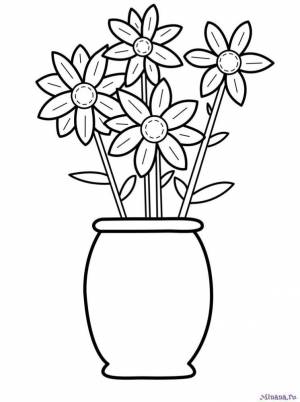 Раскраска цветы в вазе 6