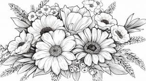 Раскраски цветы лучшие раскраски для детей в стиле черно-белый скетч