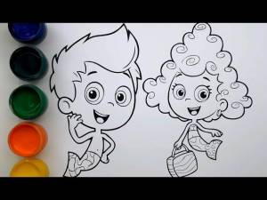 Гуппи и Пузырики Гил и Дина Раскраска Для Детей Bubble Guppies Gil Deema Coloring For Kids