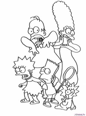 Раскраска семья Симпсоны