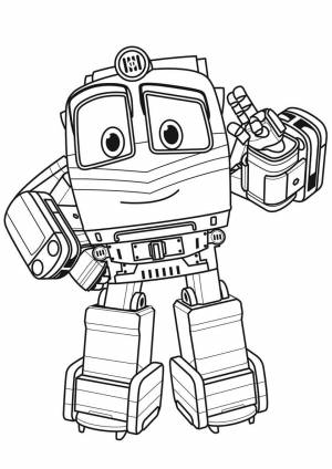 Загружайте  раскраску Робот-поезд Альф из нашей подборки для мальчиков от 3 лет