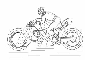Раскраска Человек паук на мотоцикле