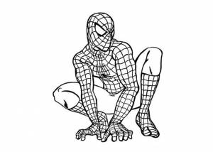 Раскраска Человек-паук готовится к прыжку