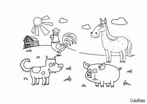 Раскраска Животные на ферме