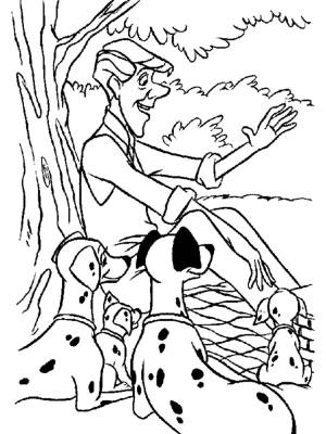 Раскраски Раскраска Далматинцы с хозяином 101 далматинец 101 далматинец