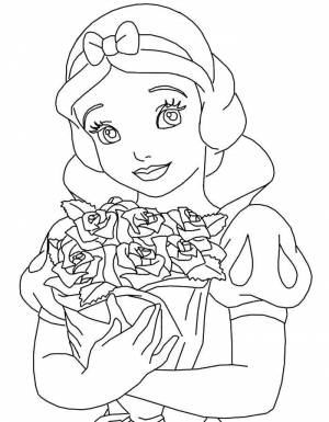 Раскраски Раскраска Белоснежка с цветами принцесса