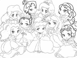 Раскраски Раскраска Маленькие принцессы диснея Принцессы