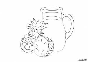 Раскраска Ананасовый сок в графине