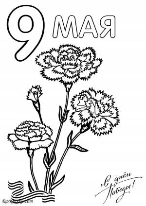 Раскраски Раскраска День победы 9 мая к 9 мая день победы детские солдаты танк День победы, Раскраска Гвоздики к 9 мая День победы