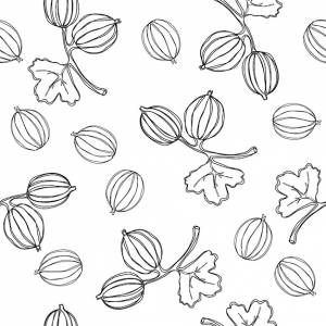 Крыжовник бесшовный узор в стиле каракулей дизайн иконок печать логотипа символ декора текстильная бумага