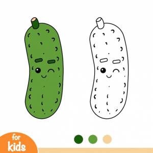 Книжка-раскраска для детей огурец с милым лицом