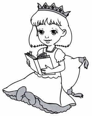 Раскраска Принцесса с книжкой