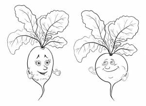 Раскраски Раскраска Друзья редиски овощи