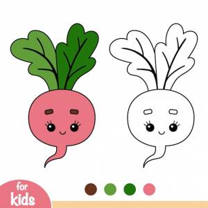Раскраска для детей редис с милым личиком