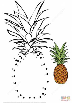 Dibujo de Piña con letras para colorear