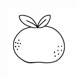 Апельсин с веточкой в стиле каракулей