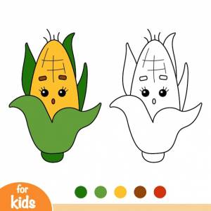 Раскраска для детей кукуруза с милым личиком