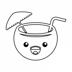 Книжка-раскраска, кокос с милой стороной Иллюстрация вектора