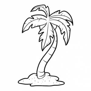 Книжка-раскраска для детей, пальма на пляже
