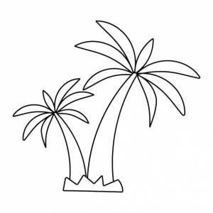 Пальмовые деревья остров лето тепло море отдых кокос иконка элемент линия рисунок книжка для раскрашивания векторная иллюстрация