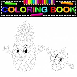 Ананас и малина с книгой для раскраски лица