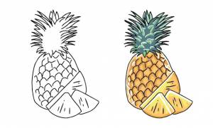 Раскраска рисованной ананас для детей