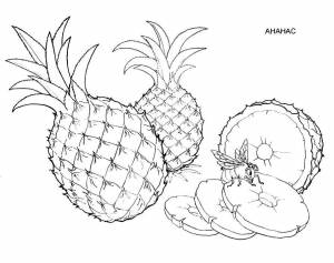Раскраски Раскраска Ананас фрукты