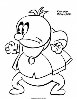 Раскраски помидор, Раскраска Синьор помидор помидор