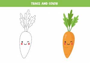 Трассировка и окрас милой каваи морковки